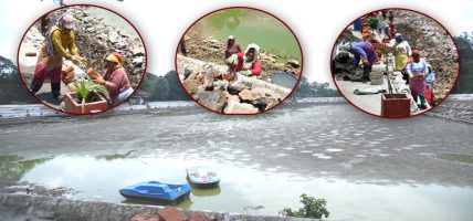 भक्तपुरको ऐतिहासिक सिद्धपोखरीको स्तरोन्नति कार्य तीव्र (फोटो फिचर)