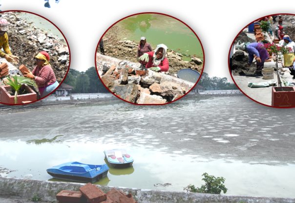 भक्तपुरको ऐतिहासिक सिद्धपोखरीको स्तरोन्नति कार्य तीव्र (फोटो फिचर)